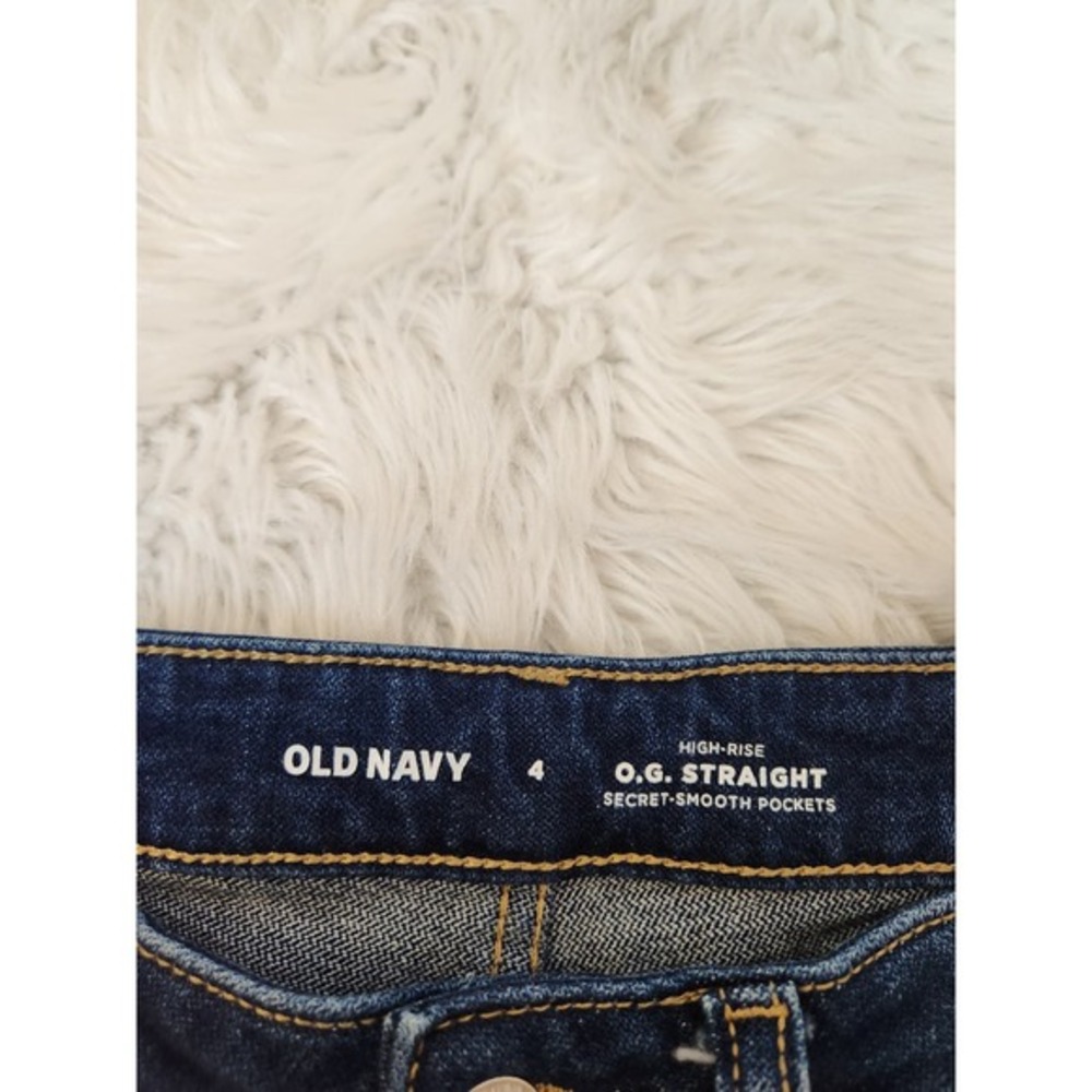 Old Navy Women's Blue High Rise Cotton Distressed Straight Leg Jeans Size 4 - Picture 3 of 7